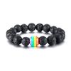 Women Men Rainbow Flag Ball Natural Stone Black Onyx Beads Bracelet June Pride LGBT GAY Couple Jewelry For Love jewelry
