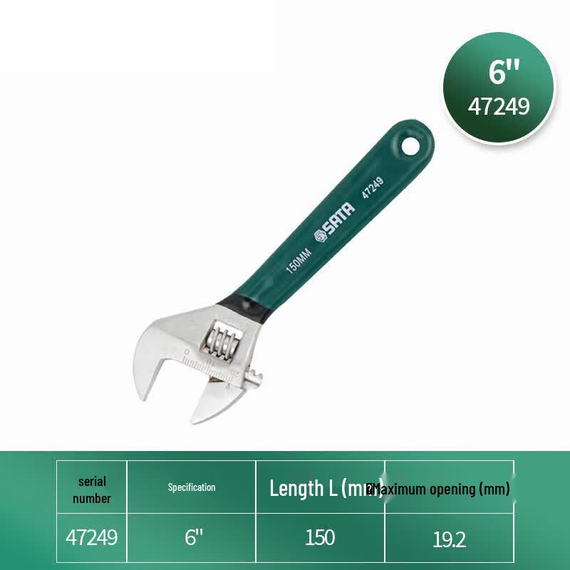 SATA European Style Dipped Handle Adjustable Wrench