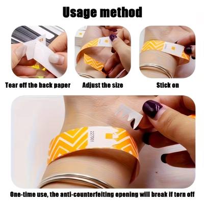 50/100Pcs Neon Stripe Paper Wristbands Waterproof Fluorescent Disposable Safety Wristbands For Concerts, Parties, Events