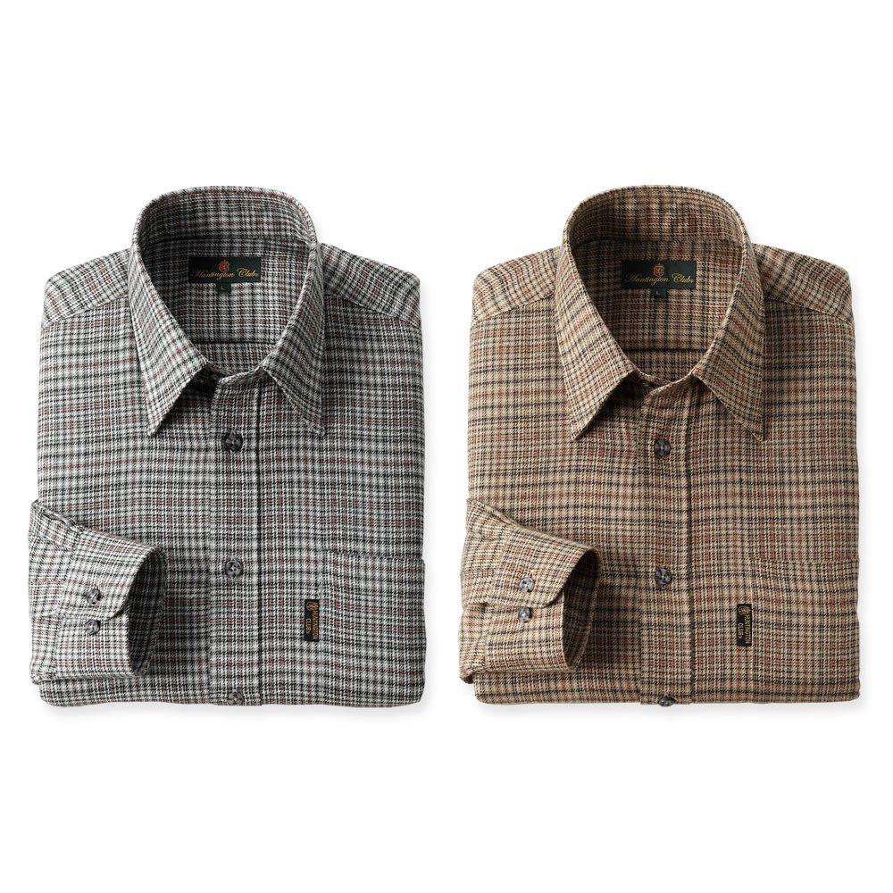 

Хантингтон Клуб Клетчатый Шерстяной Смесовый Комплект Размеров Серая и Коричневая Рубашка, 2, M,