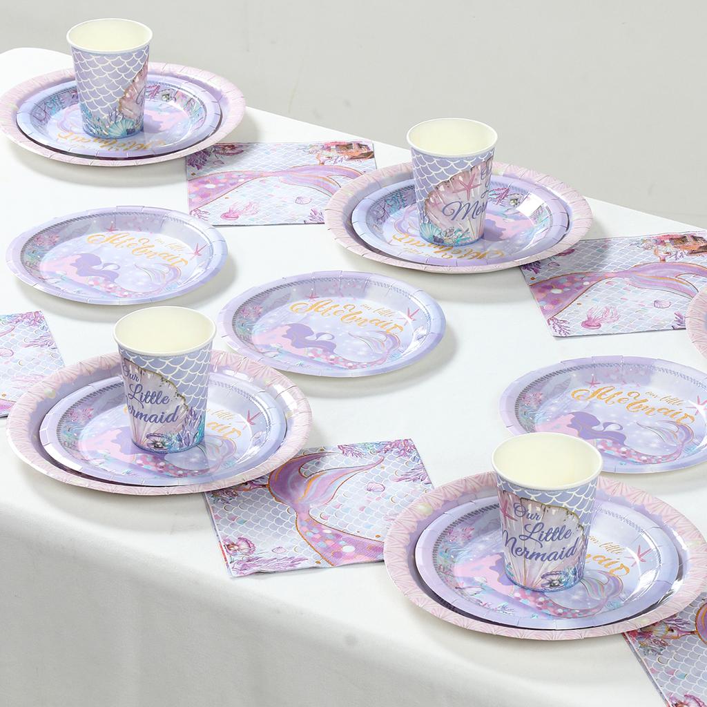 Meerjungfrau Geschirr Ozean Party Decortion Papier Platten Unter Dem Meer Geburtstag Hochzeit Partei Liefert Baby Dusche Party Dekore