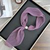 Pearl magnetic silk scarf high-end new versatile solid color pleated silk scarf with shirt neck protector scarf