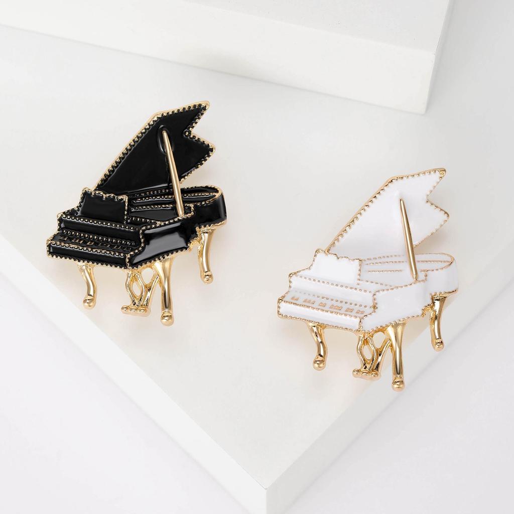 European-American Drip Glaze Enamel Piano Brooch - High-End Musical Instrument Pin