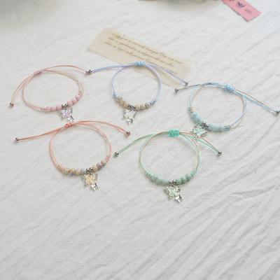Ceramic Beaded Ins Wind Cute Butterfly Woven Bracelet Sweet Adjustable Hand Rope Girlfriend Gift