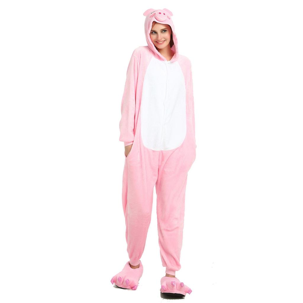 Women Flannel Cartoon  One-Piece Pajamas  Keep Warm Pajamas