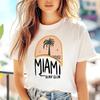 Surfing Club Pattern Printed T-Shirt Casual Kawaii Holiday Women's Round Neck Clothing Casual Cartoon Women's T-Shirt Beach Top