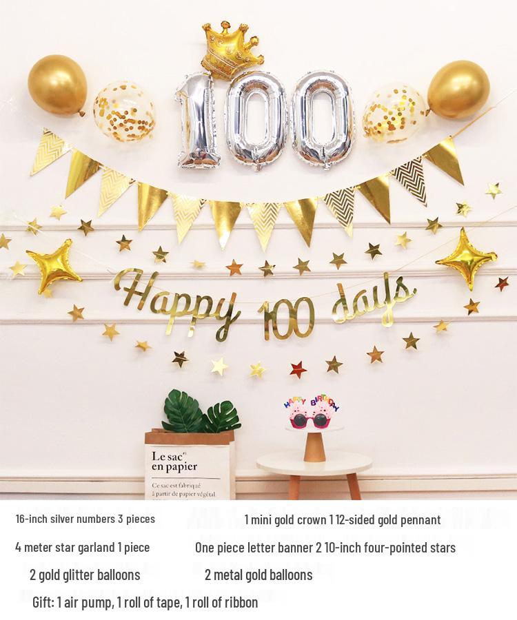 Baby's First Birthday & Full Moon Celebration Decoration Set: Banner, Balloons, and Wall Ornaments