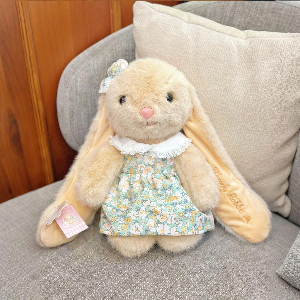 Ear Cute Long Floral Dress Plush Rabbit Doll Toy For Room And Decoration Sofa
