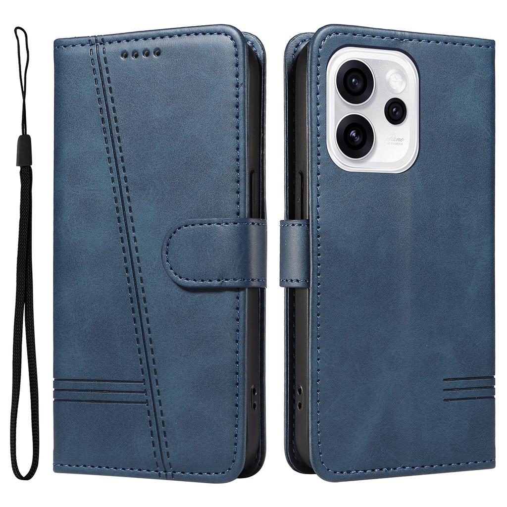 Luxury Line Card Solt Wallet Flip Leather Phone Case For OPPO Reno 13 14 15 13F Find X8 Pro kickstand Bag Book Strap Cover