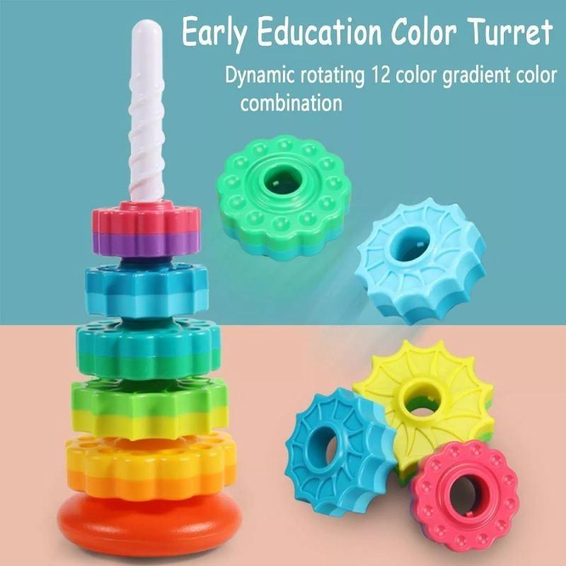 Colorful Plastic Rainbow Stacking Tower Toy For Toddlers Ages 1-2 Educational Fun