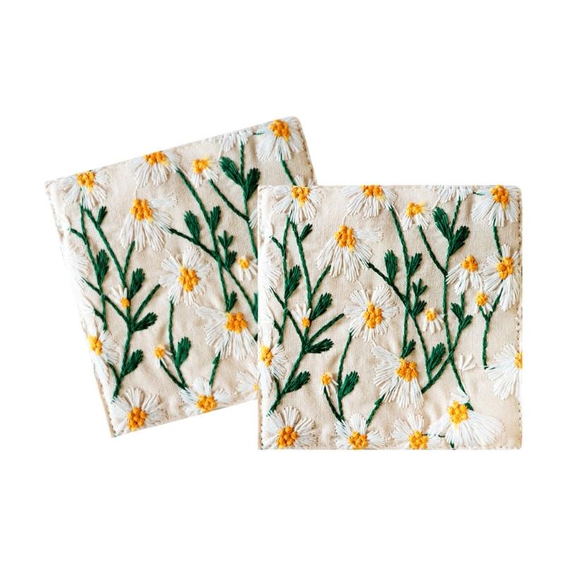 

Multipurpose Floral Coasters With Double Designs Cotton Linen Fabric Thermal Insulation For Cups Plates Easy Cleaning Homes Use 1