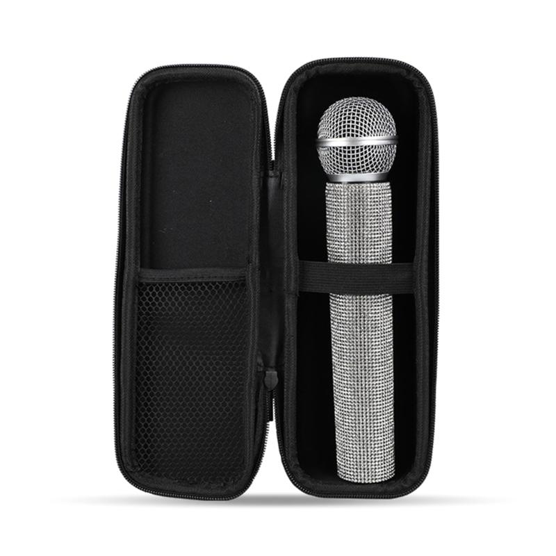 Microphone Case,EVA Zipper Hard Case Cover for Microphone Storage Box with Mesh Pocket Wear-resistant Mic Protector