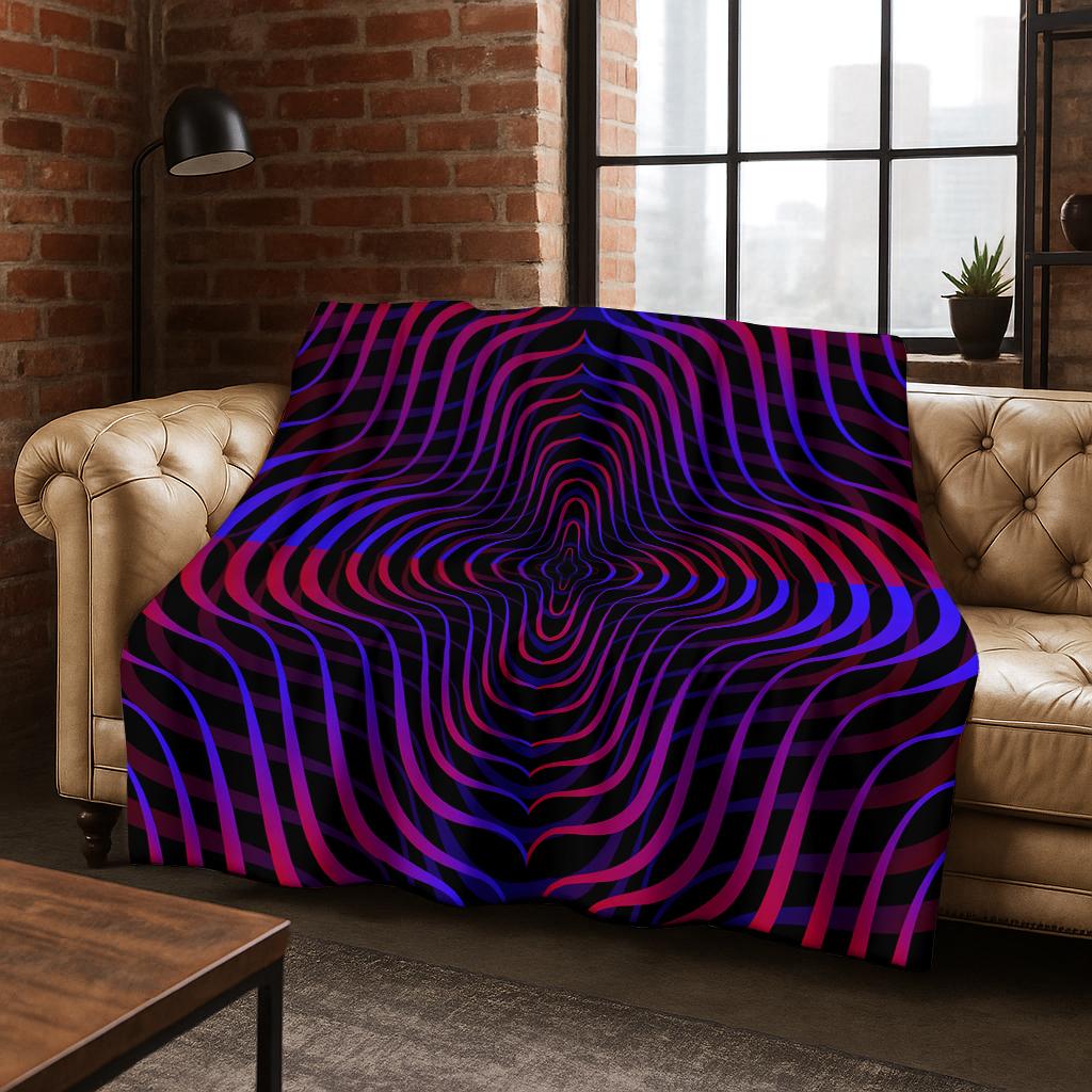 3D Mosaic Visual Geometry Illusion Flannel Blanket Soft Warm Blanket for Bedroom Living Room Bed Travel Camping Picnic Gift