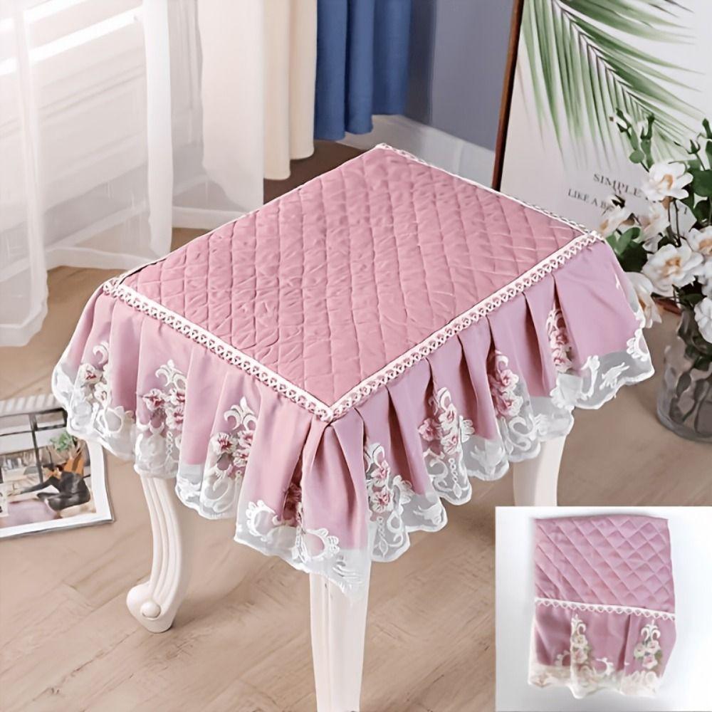 Thick Floral Makeup Stool Cover Floral Pattern Seat Chair Slipcover Stool Cushion Cover Household
