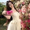 French Heavy Industry Beautiful Neck Tube Top Dress Fairy Seaside Vacation Cake Long Skirt