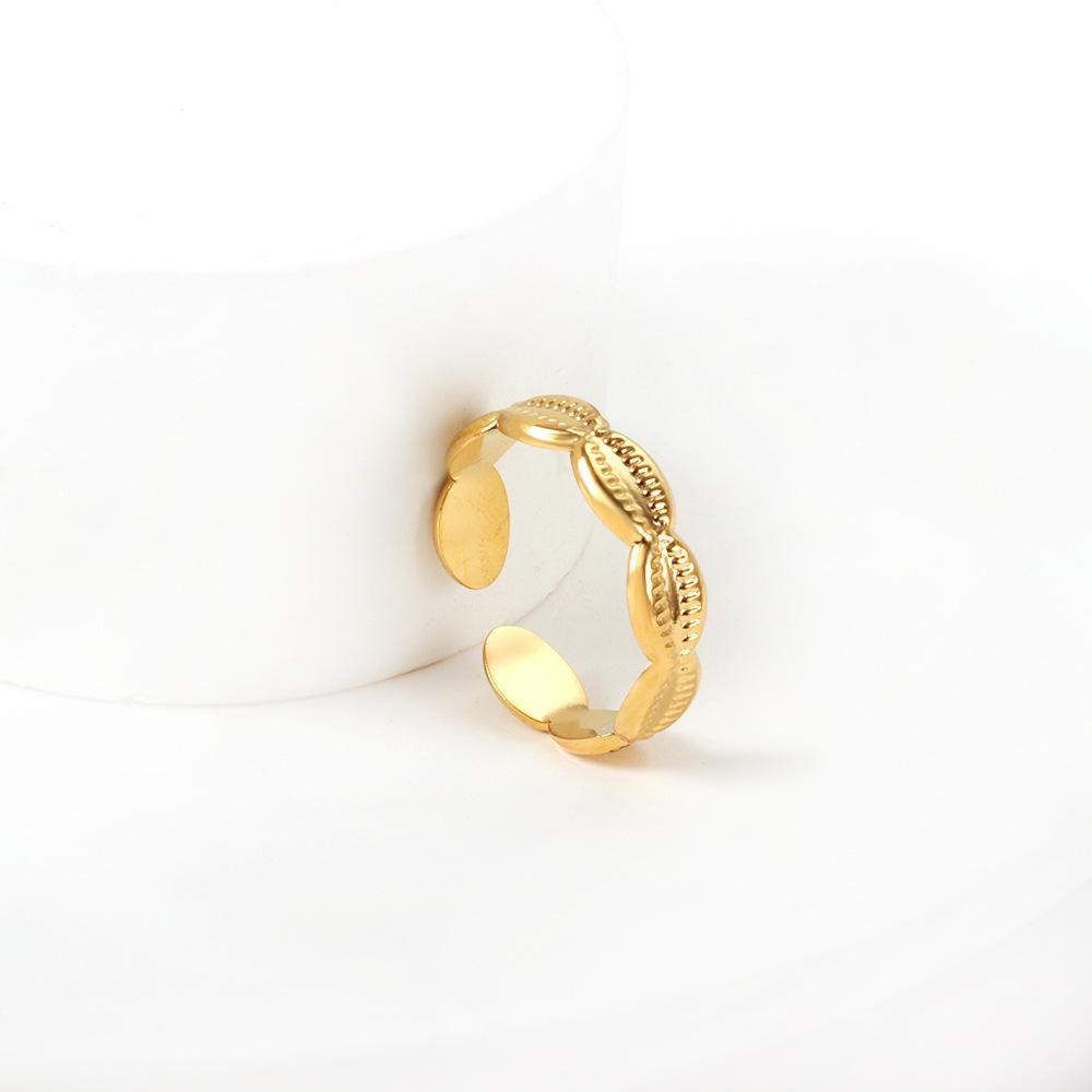 Fashion Jewelry Vacation Wind Shell Ring Personality Trend Geometric Splicing Single Ring Stainless Steel Open Ring