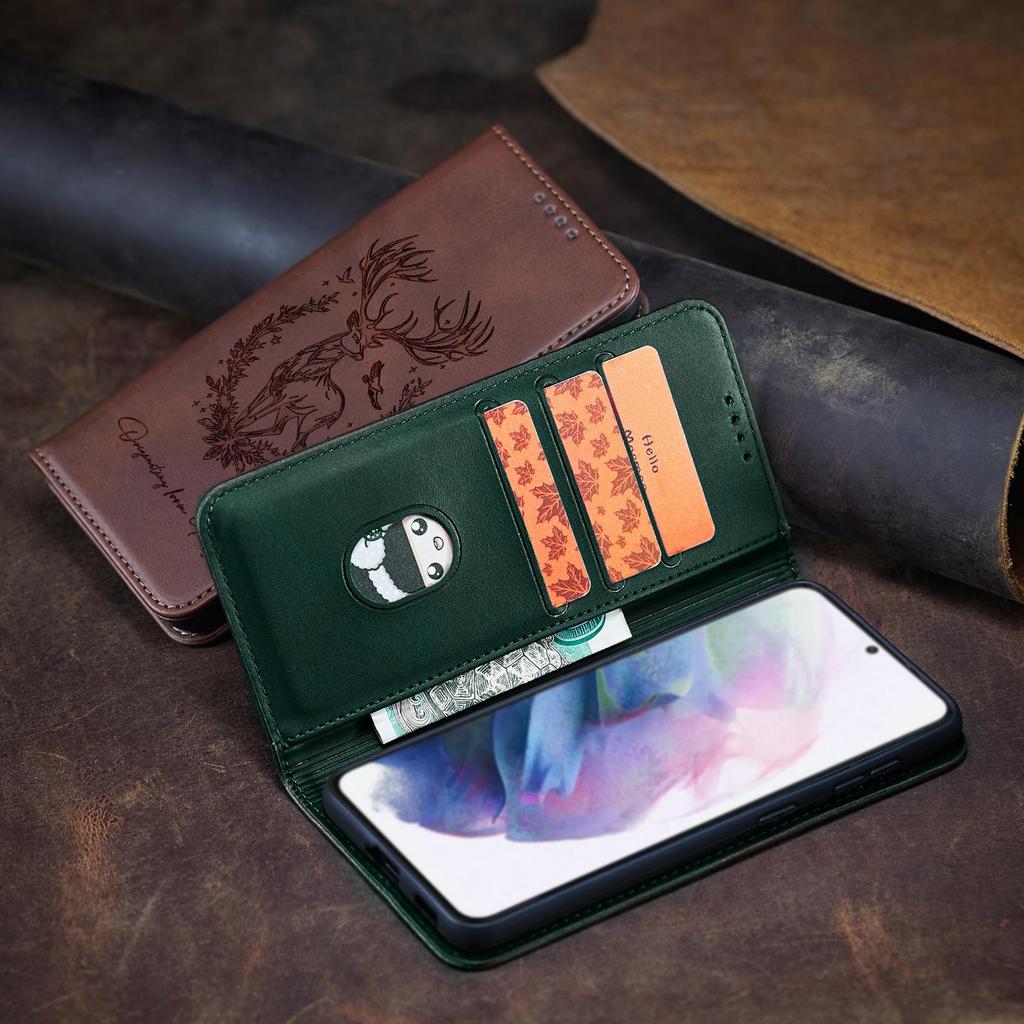 Luxus 3D Tier Leder Handy Brieftasche Hülle Buch Ständer Für iPhone 17 16 Pro Max Samsung Xiaomi Redmi Note 14 Honor Oppo Magnetischer Kartenhalter Klapphülle