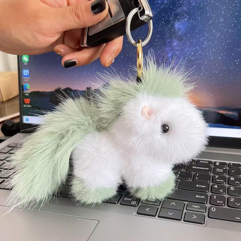 

1 шт. Брелок Милый Пушистый Автомобиль Мягкая Плюшевая Игрушка Подвеска для Ключей Рюкзак Искусственный Мех Брелоки Подарки Имитация Меха Норки Пара Подвеска Пони