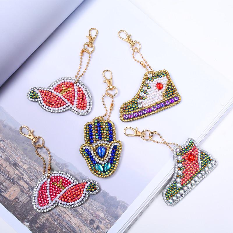 Special-Shaped Brick Diamond Painting Keychain Diy Christmas Series Cartoon Decorative Small Pendant