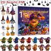 Gnome Countdown Calendar 24-Day Gnome Ornament Halloween Countdown Calendar Collectible 2D Acrylic Ornament Horror For Backpack