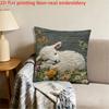 Cute Lamb Floral Pillow Cover 2D Print Sheep On Wildflower Cushion Case For Sofa Bed Couch Boho Nursery Decor