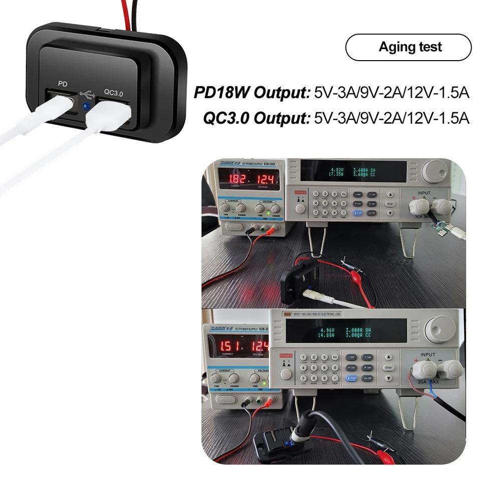Kfz-Ladebuchse Netzteil PD QC3.0 Schnelllader 12/24V für Motorrad LKW Wohnmobil Boot ATV