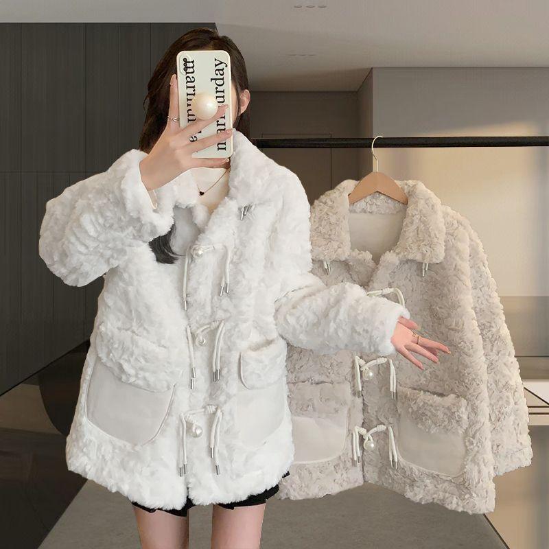 Fashionable Plush Coat, Sweet Stand-up Collar Coat for Women Winter