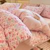 Thickened Milk Fleece Four-Piece Set, Coral Fleece Bed Sheet Quilt Cover, Fleece Three-Piece Set, Bedding.