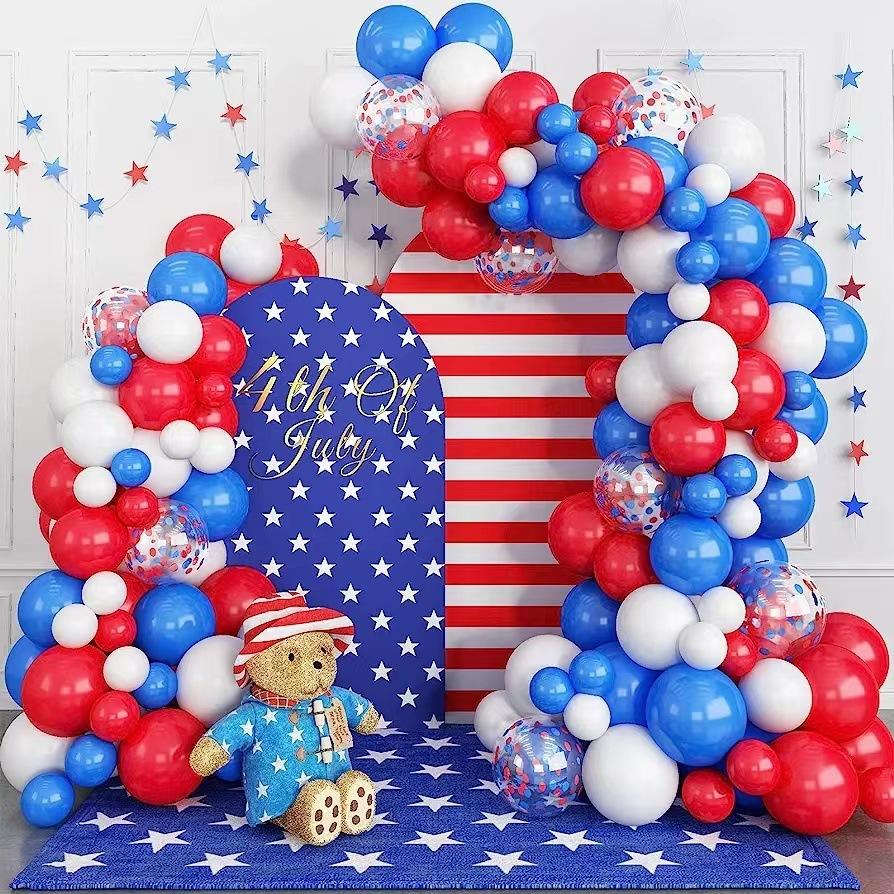 

Independence Day Red And Blue Sequined Balloon Set, Independence Day Party Atmosphere Background Balloon Decoration Set as shown