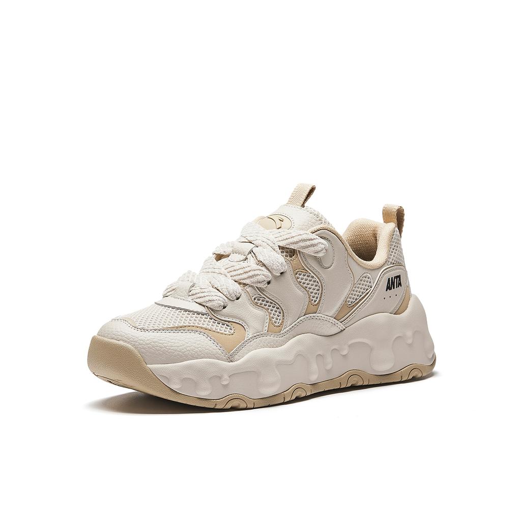 Anta Milk Candy Cushioning Height Increasing Abrasion Resistant Lightweight Low top Casual Shoes Women's Chalk/Raw Wood 922618887-2