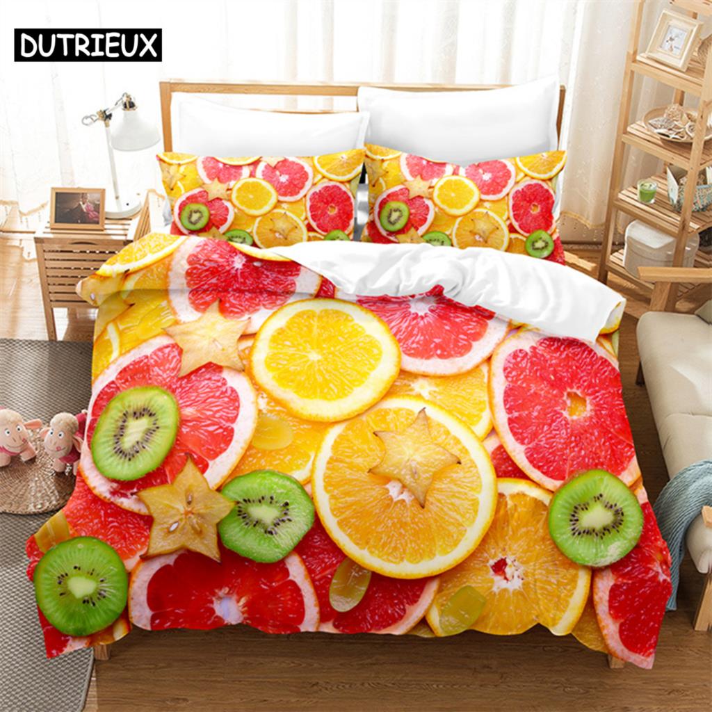 

Summer Fruit Queen Bedding Set Duvet Cover Set Bedding Digital Printing Bed Linen King Size Duvet Cover Set Bedding Set AU King(245*210cm)3pcs