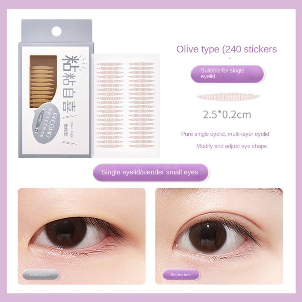 240Pcs Mesh Type Double Eyelid Tape Waterproof Big Eye Invisible Eye Stickers Self-adhesive Eye Lift Strips Swelling Eyelid
