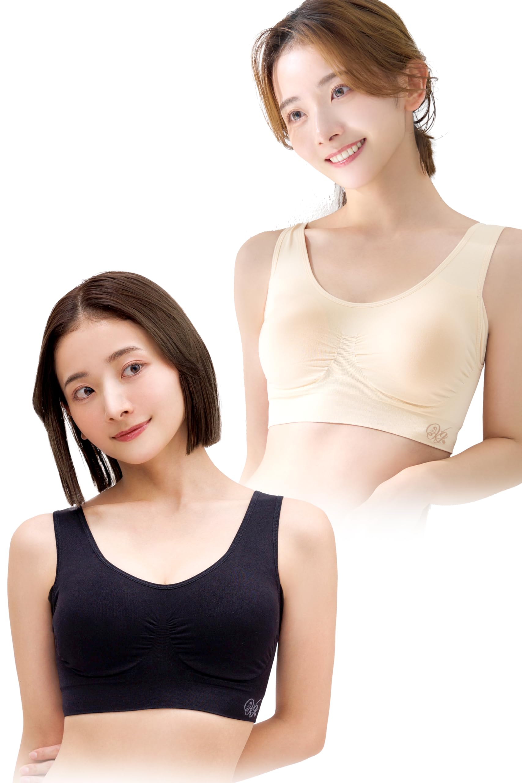 

VIAGE Beauty Up Ночной комплект 6 размеров Высокая боковая компрессия Спина без стеснения Бюстгальтер, 2 шт. (Черный/Розово-бежевый, Средний), Доступно, Дизайн, Беспроводной,