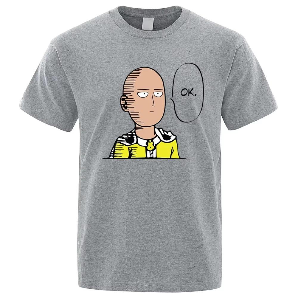 Streetwear Saitama One Punch Man Anime Manga Hero OK T-Shirt Men Women Fashion Short Sleeve Tee Cotton Oversized Loose Harajuku