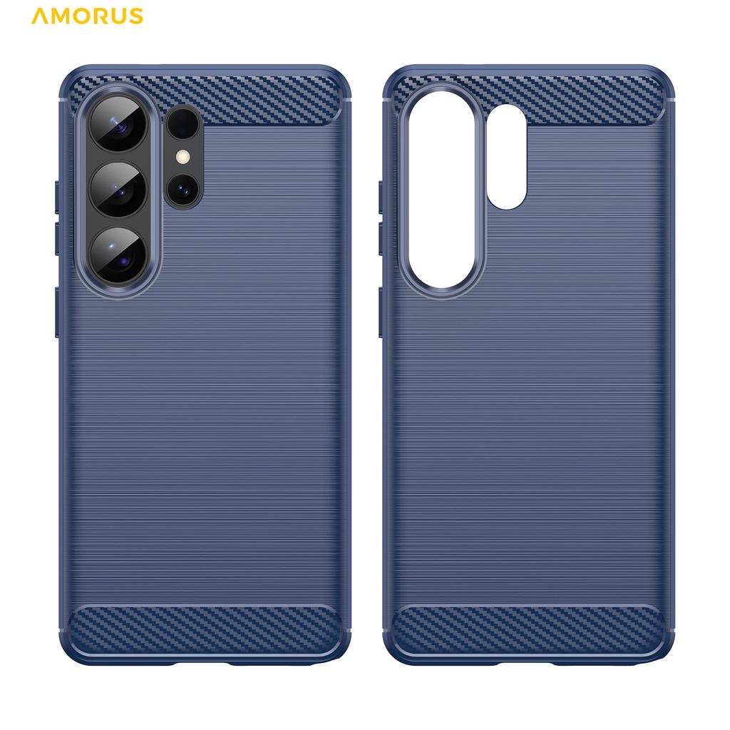 AMORUS For Samsung Galaxy S26 Ultra Case Carbon Fiber Texture Brushed Protective Phone Cover