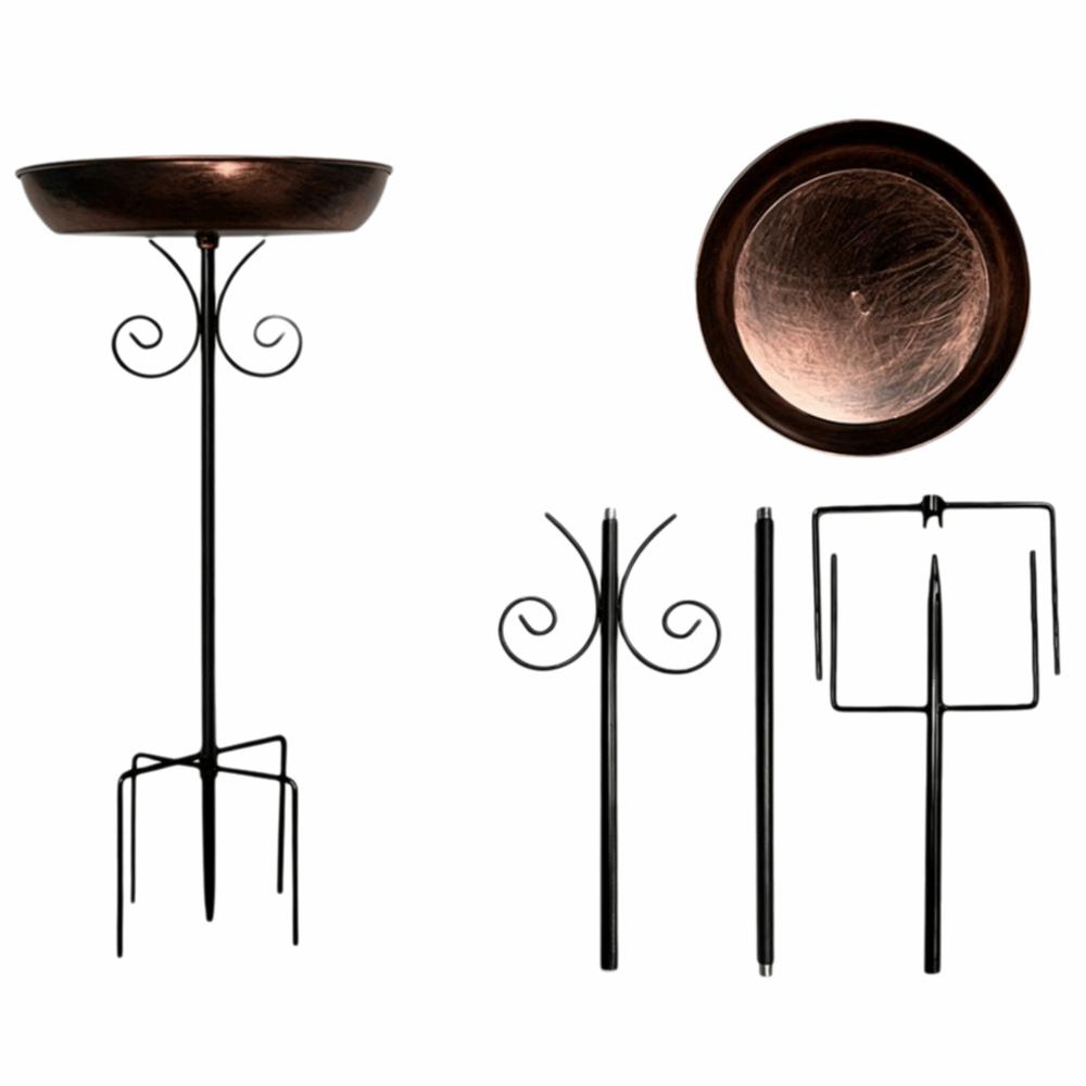 Iron Bird Bath Feeder Bowl Rustproof Bird Water Bowl Bird Feeder  Yard Lawn Decor 25cm plate