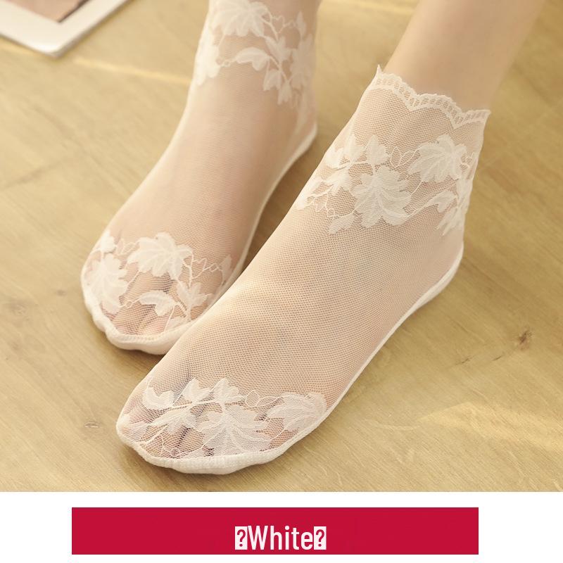 

Женские сетчатые носки с кружевной отделкой - Весенне-летние дышащие с хлопковой подошвой, сексуальные ажурные до середины икры Pack with Whiteboard белый