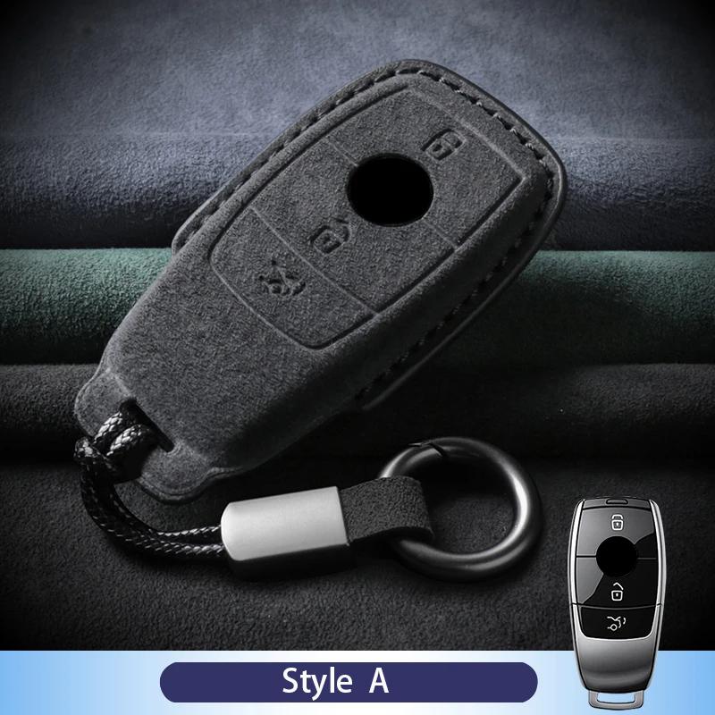 Leather Car Key Case For Mercedes Benz A C E S G R Class Gls Gla Glk Glc Cls Cla Amg W204 W205 W212 W463 W176 Suede Accessories