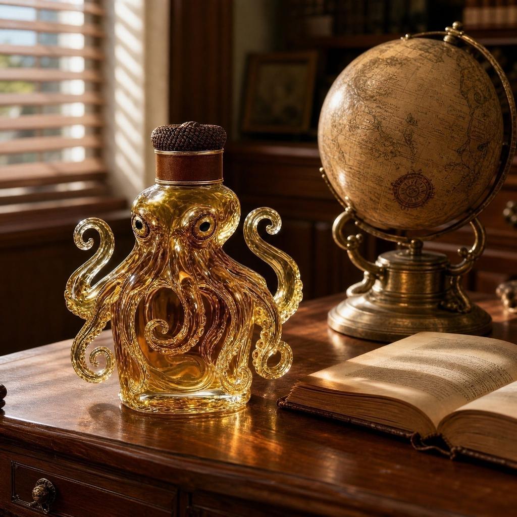 Octopus Shaped Glass Whiskey Decanter Unique Handcrafted Bottle for Spirits Liquor Bar Home Decor Gift Display