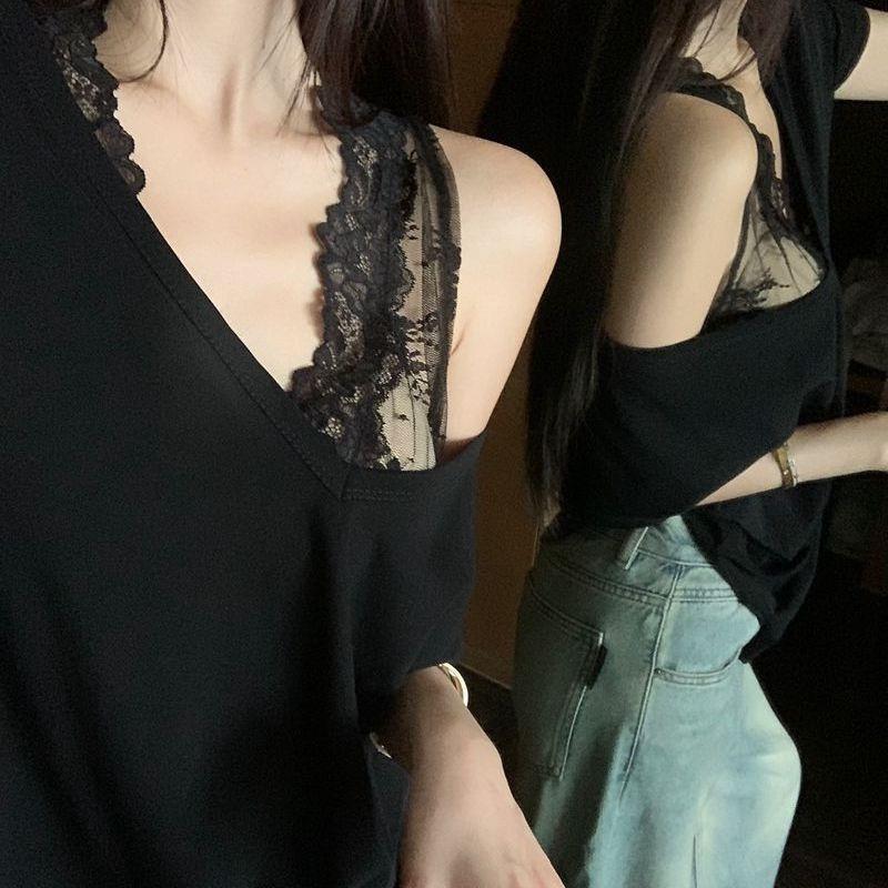 

French Sexy Embroidered Lace Vest Women s Autumn Design Sense Stacked Slim Sleeveless See-through Top XL