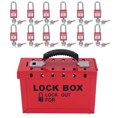 Lockout Box Padlock Set Portable Safety Group Lockout Box with 12 Pcs 38mm Padlocks 24 Pcs Keys