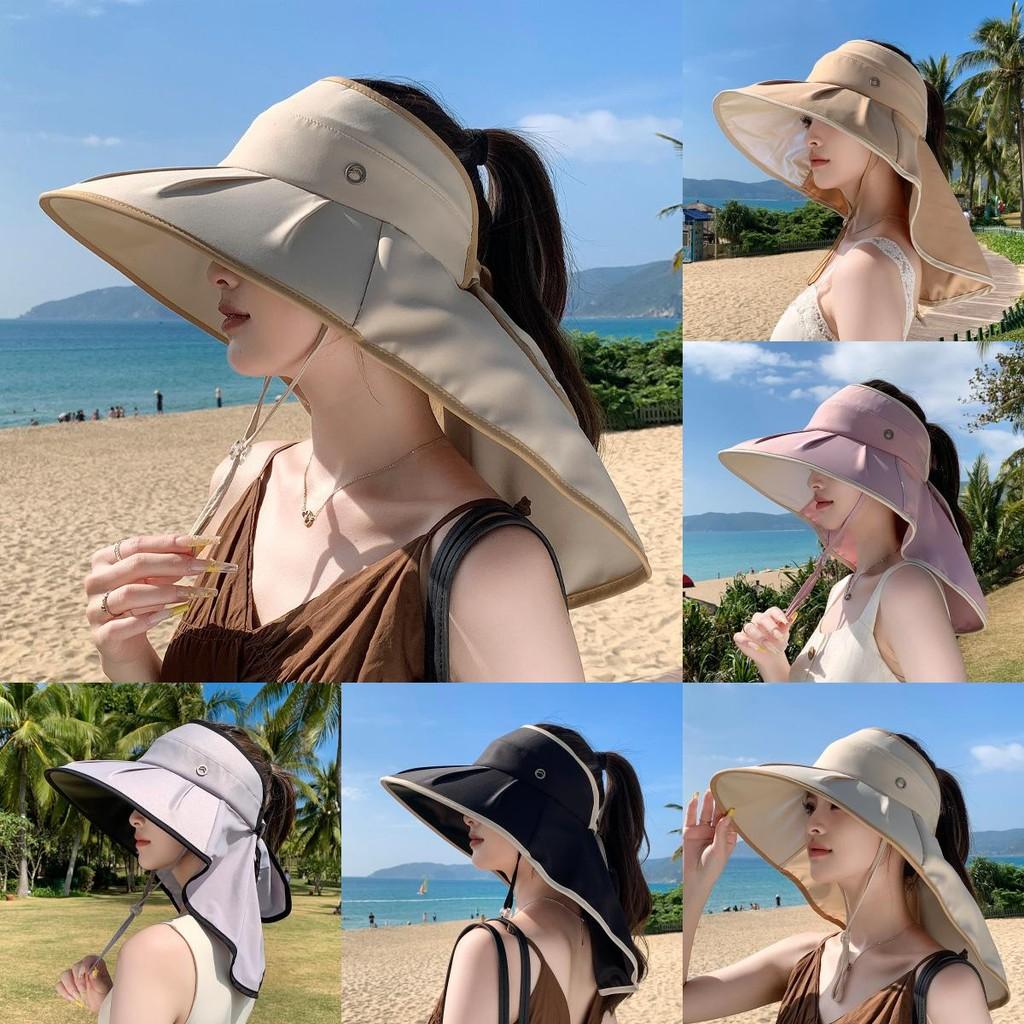 Outdoor Sun Protection Hat With Wide Brim And Neck Cover For Summer Beach Casual Wear