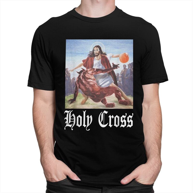 Classic Not Today Satan Jesus Crossover Basketball Holy Cross T Shirt Unisex Tshirts Casual Graphic Tee Tops Slim Fit Clothes
