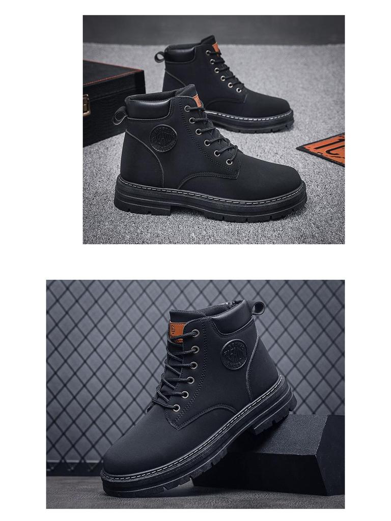 Pánské podzimní/zimní žluté martensky: Vysoké boty, Trendy, Protiskluzové, Odolné proti opotřebení, Korejský styl.