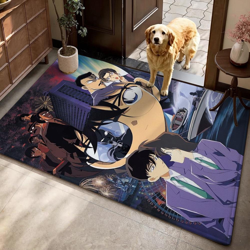 Detective Conan Mystery Adventure Theme Rug Absorbent Nonslip Carpet For Living Room Coffee Table Home Party Decor Gift For Friends