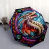 Stained Dragon Window Panel: Colorful Fantasy Art for Home DecorUmbrella, Portable 3-Fold Compact Umbrella,Christmas Gift ES472