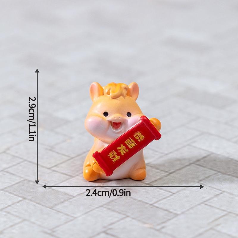 2026 New Year Resin Pony Decoration Ornament Mini Car Desktop Ornament New Year Birthday Blessing Gift Spring Festival Crafts