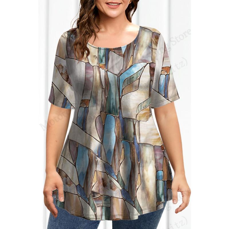 

Женская модная повседневная футболка с графическим принтом в клетку, цветочным 3D-принтом, с круглым вырезом, большого размера, с коротким рукавом, топ с бабочками XL