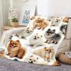 Cute Pomeranian Puppy Print Decorative Throw Blanket for Sofa, Bed, Home Decor, Camping, Office, and Animal Gift