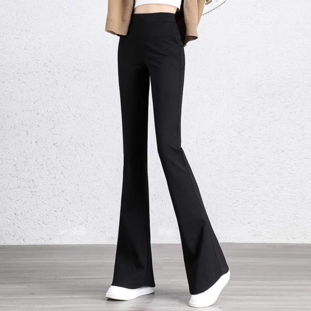 Black Slightly Flared Pants for Women 1116 Spring and Autumn Drape High-Waist Suit Hoof Pants Summer Slimming Versatile Casual Pants for Women